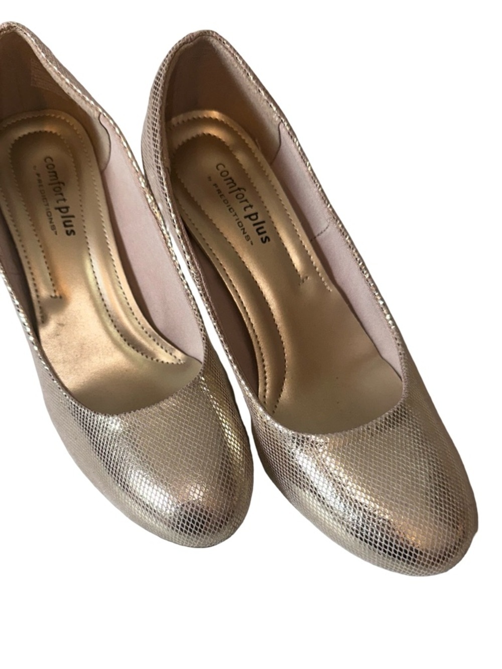 Comfort plus by Predictions Metallic Gold Round-Toe Women's‎ Pumps 6.5